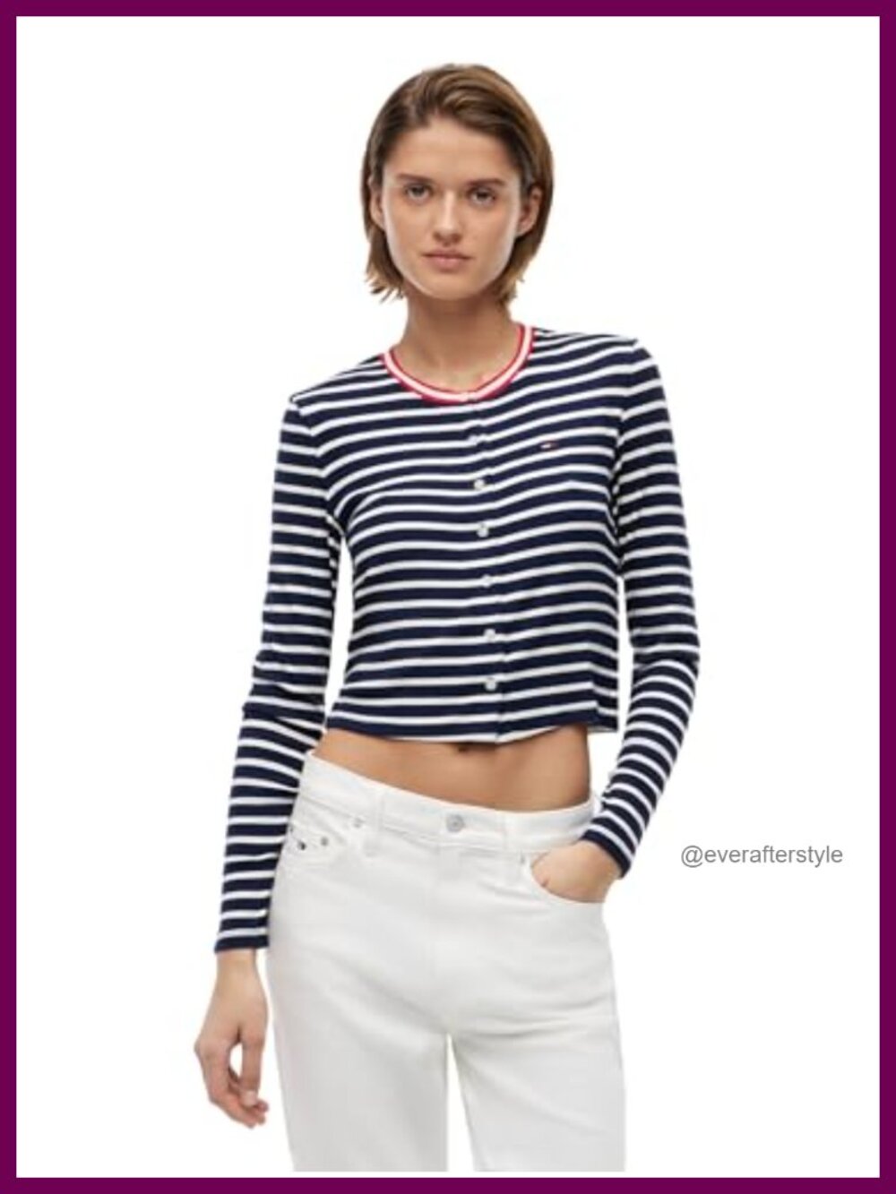 Lightweight Stretch Striped Long Sleeve Button Cardigan Sweater